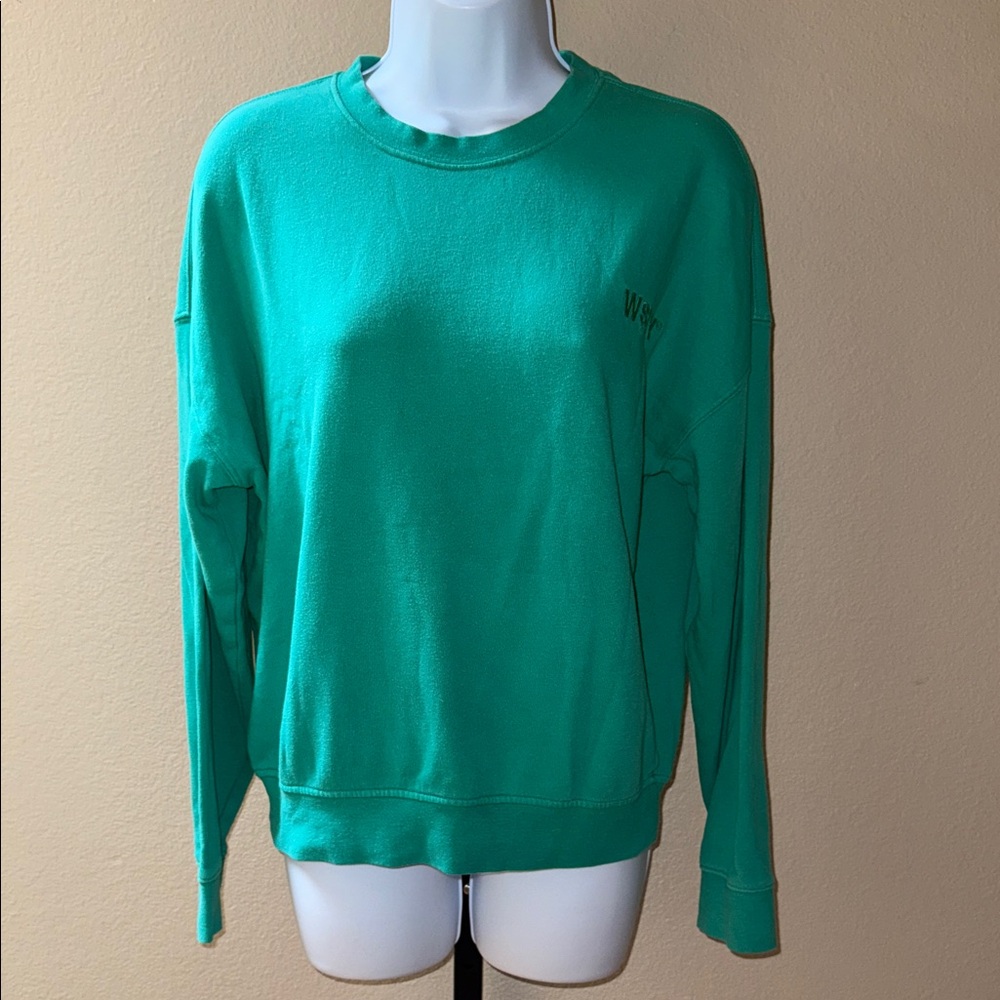 WSLY Vibrant Green Organic Cotton Blend Sweatshirt Women’s Size XXS
